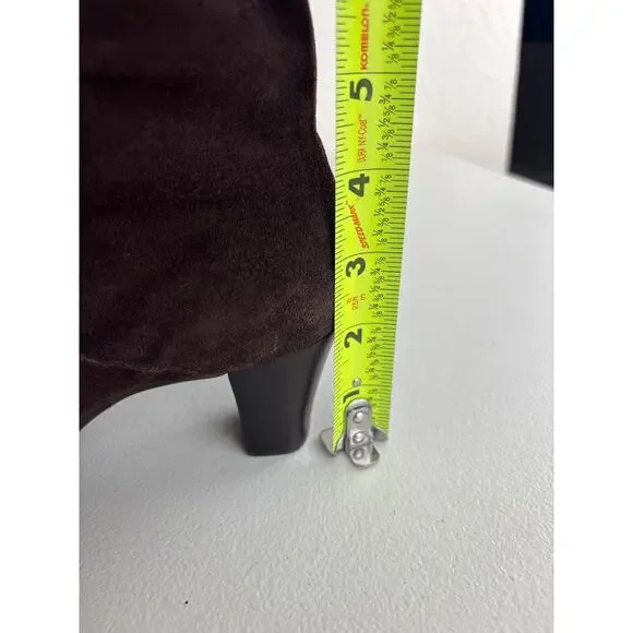 Talbots Chocolate Brown Ruched Suede Boots Size 6 - Picture 6 of 12